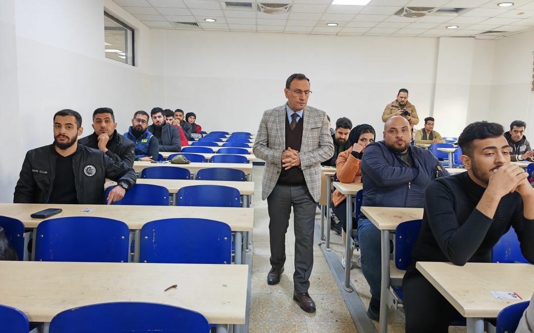 Dean of Dijlah University College, Prof. Dr. Saeed Abdel-Hadi Al-Merhej inspects the course of the semester exams